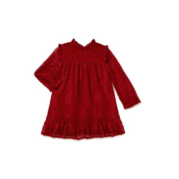 Wonder Nation Toddler Girls Holiday Lace Dress, Sizes 12M - Picture 1 of 6